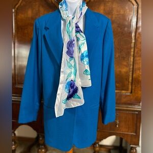 Sag Harbor Women's One Button Turquoise Summer Boyfriend Jacket Blazer Size 16
